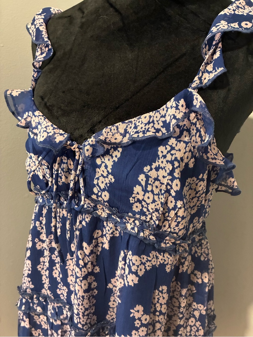 Patrons of Peace Navy Blue Floral Ruffle Mini Dress - Picture 3 of 8